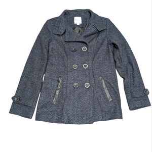 Croft & Barrow Navy Blue Double Breasted Button Winter Peacoat Women's Small